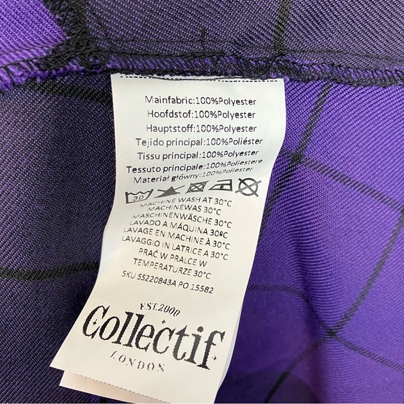 Collectif Rare Purple Plaid Rochelle Check Skater Pinafore Dress w/ Pockets UK 6 - Picture 12 of 14